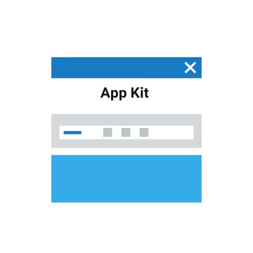 A blue and gray app kit interface.