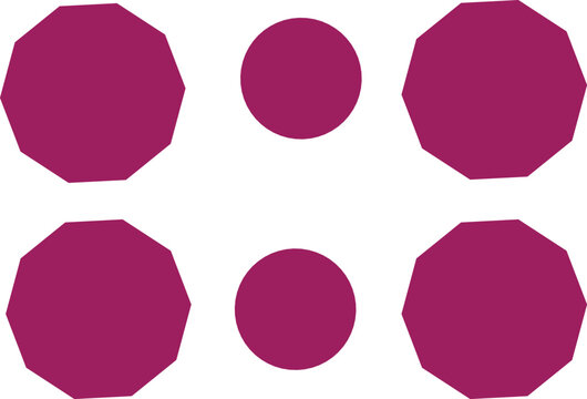 Abstract Geometric Pattern with Magenta Circles and Decagons