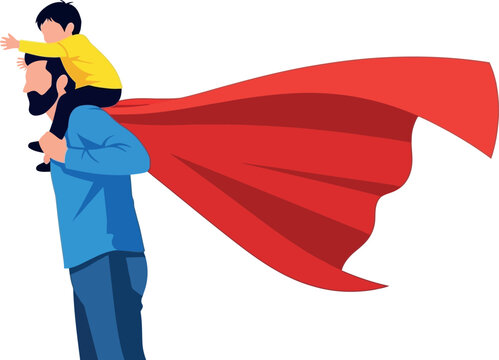 Happy father's day dad as superhero celebrating the strength and love of fathers