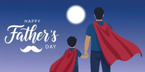 Happy father's day celebrating superhero dads with heartwarming illustration of father and child © Fazaruz Zaman