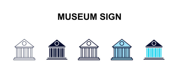 museum sign multi-style outline icon set - traffic signs concept. Thin line, regular, filled, colored museum sign icon © Design_Farm