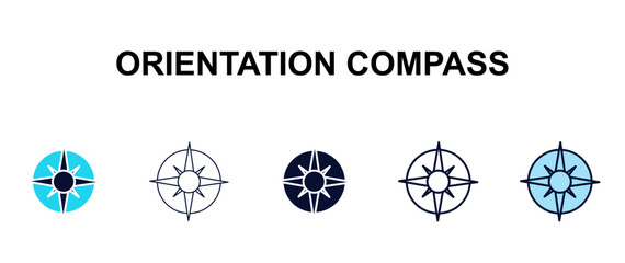 orientation compass multi-style outline icon set - tools concept. Thin line, regular, filled, colored orientation compass icon © Design_Farm