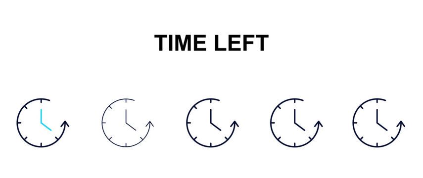 time left multi-style outline icon set - tools concept. Thin line, regular, filled, colored time left icon