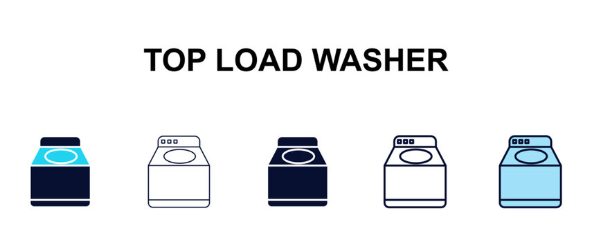 top load washer multi-style outline icon set - tools concept. Thin line, regular, filled, colored top load washer icon