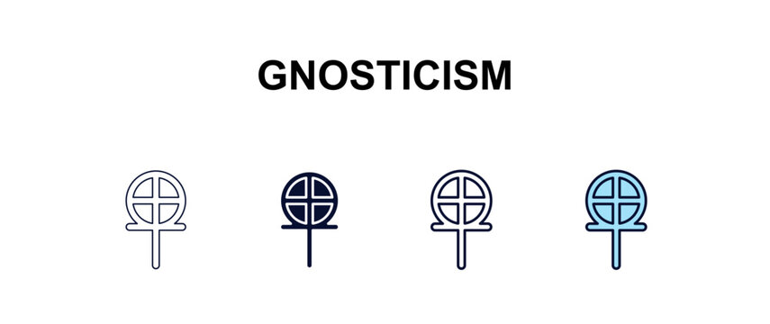 gnosticism multi-style outline icon set - religion concept. Thin line, regular, filled, colored gnosticism icon