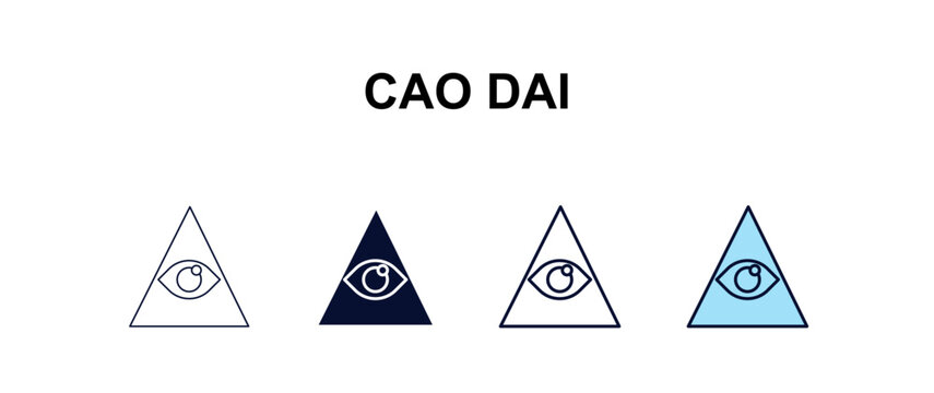 cao dai multi-style outline icon set - religion concept. Thin line, regular, filled, colored cao dai icon