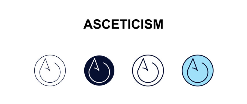 asceticism multi-style outline icon set - religion concept. Thin line, regular, filled, colored asceticism icon