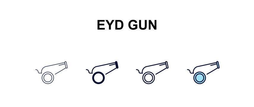 eyd gun multi-style outline icon set - religion concept. Thin line, regular, filled, colored eyd gun icon
