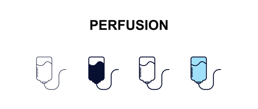 perfusion multi-style outline icon set - medical concept. Thin line, regular, filled, colored perfusion icon