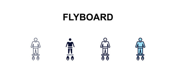 flyboard multi-style outline icon set - ai and tech concept. Thin line, regular, filled, colored flyboard icon © Design_Farm