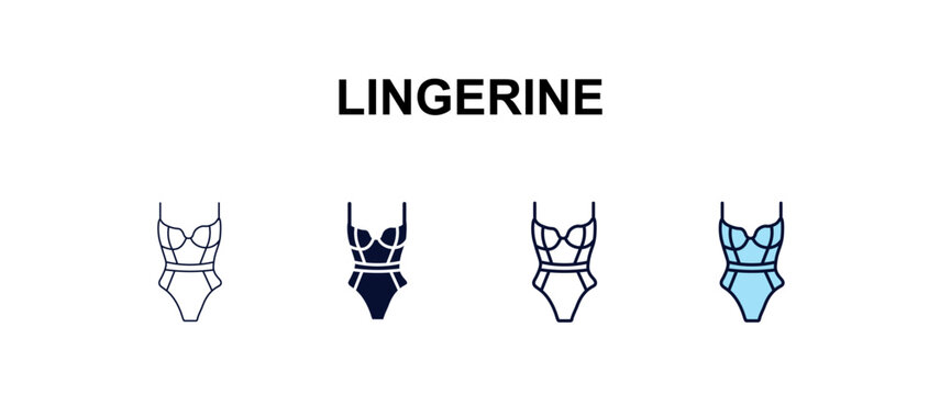 lingerine multi-style outline icon set - fashion concept. Thin line, regular, filled, colored lingerine icon