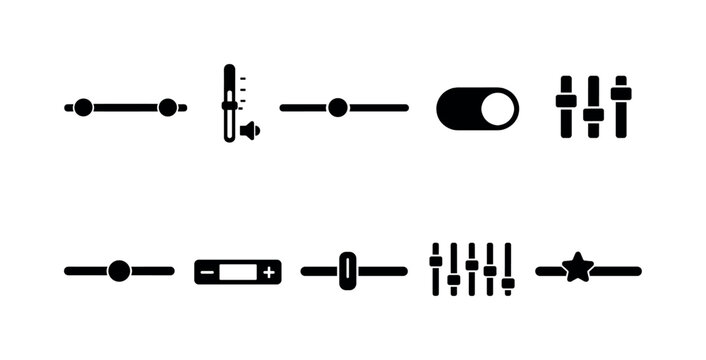 Collection of diverse slider and control icons representing adjustment and settings