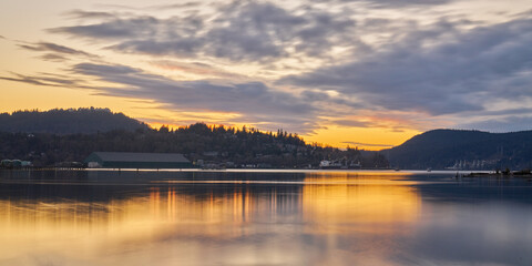 Fototapeta premium Sunset View of Port Moody, a City of Art