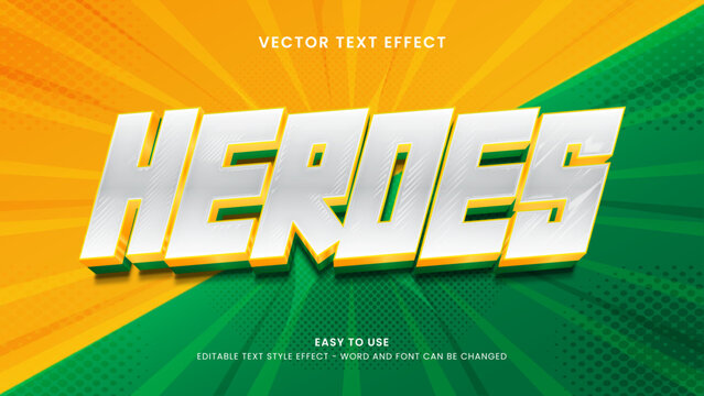 heroes editable text effect 3d vector
