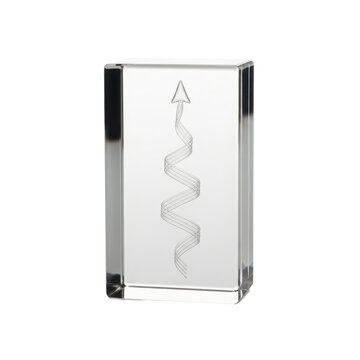 Glass award with spiral arrow engraving