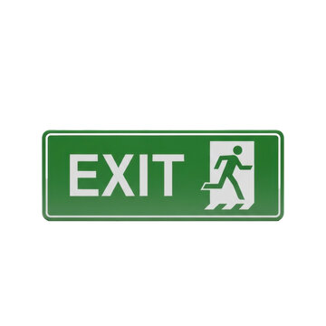 Green Exit Sign with Running Person Icon