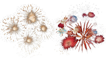 Obraz premium Champagne red firework set burst spark light festive celebration holiday event party show glow effect