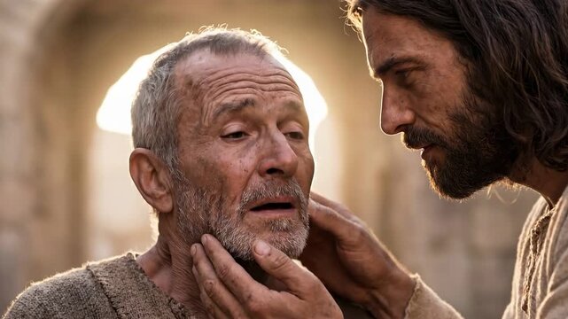 Jesus Healing a Blind Man with a Touch