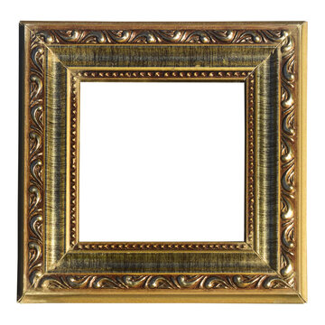 Moldura de quadro dourado quadrado classico vintage com acabamento de ouro brilhante, pe&ccedil;a antiga