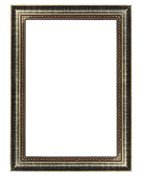 Moldura de quadro cinza antigo retangular com centro vazio, transparente, borda de decora&ccedil;&atilde;o sem fundo