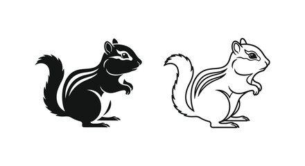 Fototapeta premium Squirrel icons, black and white vector illustrations, animal symbols, wildlife graphics