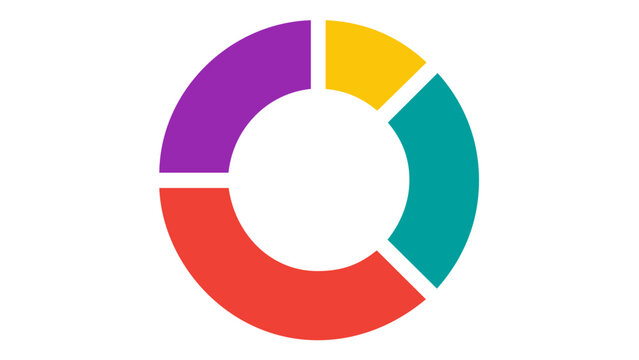 Colorful donut chart vector icon for data analytics and business statistics, featuring a flat minimalist design for financial reporting, information visualization, and data mining illustration.