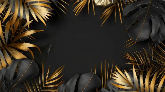 Close up of tropical foliage with long stems and black bamboo stalks against dark background.