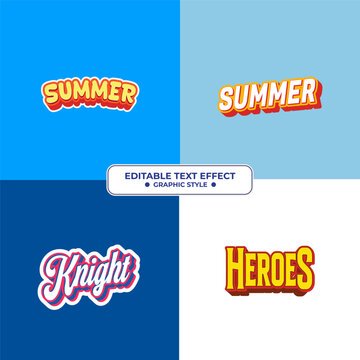 Set Editable text style effect - Summer, Knight, Heroes text style theme.