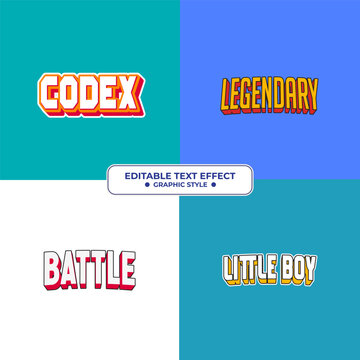 Set Editable text style effect - Codex, Legendary, Battle, Little boy text style theme.