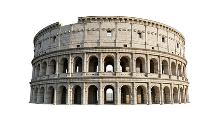 Naklejka premium The ancient Colosseum stands majestically against a white background