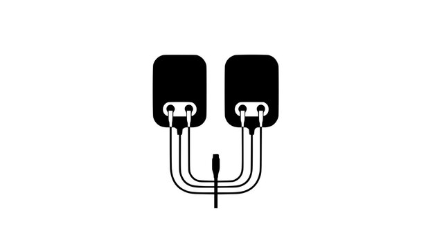 Top-Down AED Electrode Pads Silhouette Vector on White Background for Medical Illustrations