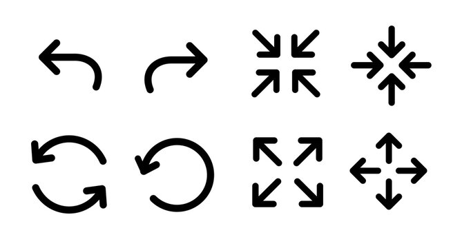 arrow set zoom undo redo arrows vector icons 