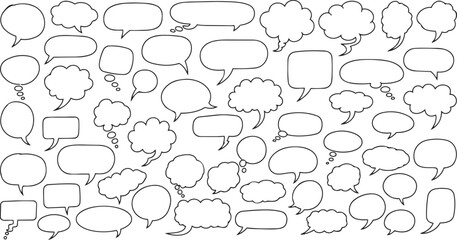 Set of handdrawn speech bubbles and thought balloons, comic style design elements © Apurba