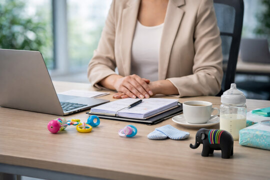 Woman returning to work after maternity leave balancing career and motherhood