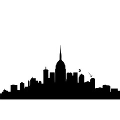Obraz premium Solid black cityscape vector silhouette icon design.
