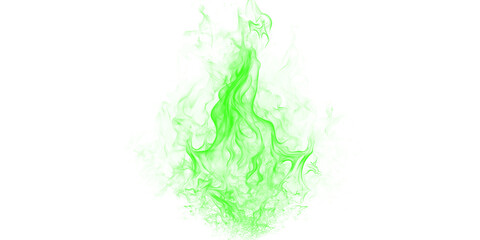 A vibrant green flame burns brightly against a dark background © Flatcore