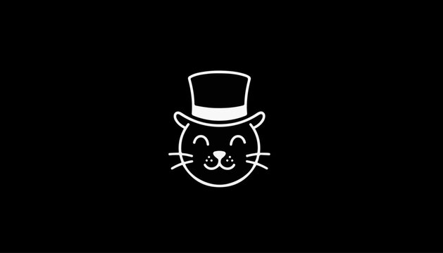 Cat wearing a top hat shows a charming and whimsical character design perfect for lighthearted logos or digital creative artistic assets.
