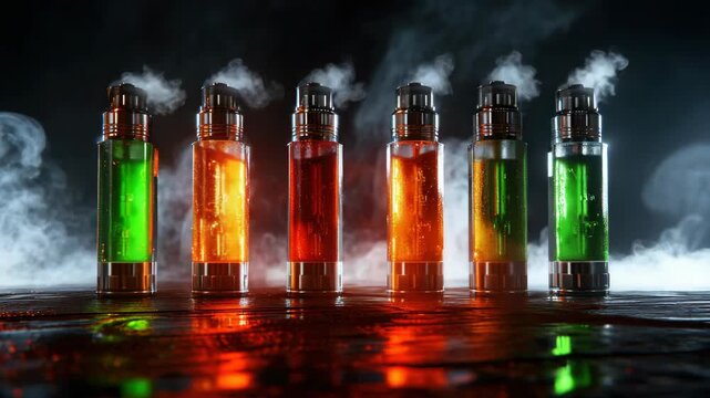 A collection of colorful bottles, each possibly holding a magical potion or alchemic elixir.