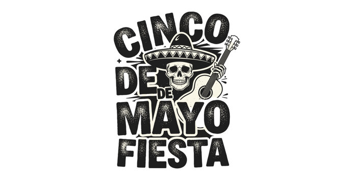 Cinco de mayo celebration poster with skull and festive design