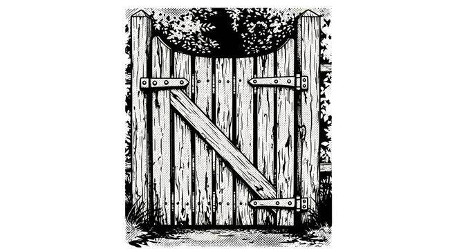 Old wooden gate with weathered planks and rustic charm