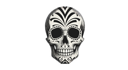 Fototapeta premium Decorative sugar skull with intricate black and white patterns