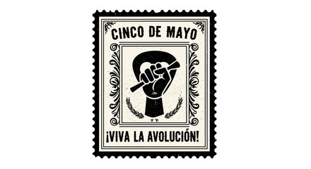 Obraz premium Cinco de mayo stamp with revolutionary fist and festive message