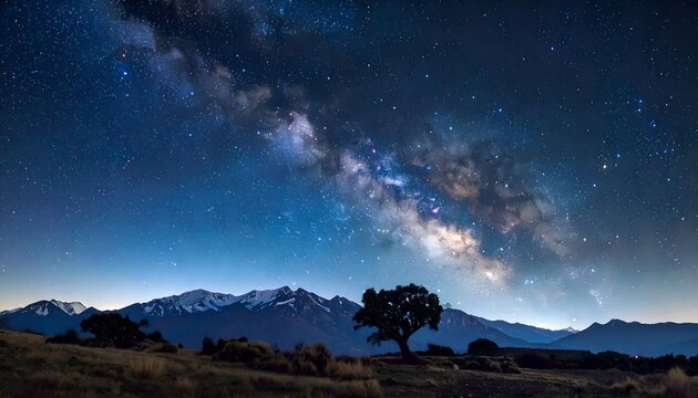 Milky Way Night Sky over Mountains