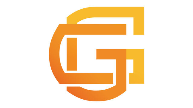Modern minimalist vector icon illustration of interlocking letters G and C in a vibrant orange and yellow gradient, professional geometric typography logo design for corporate branding.