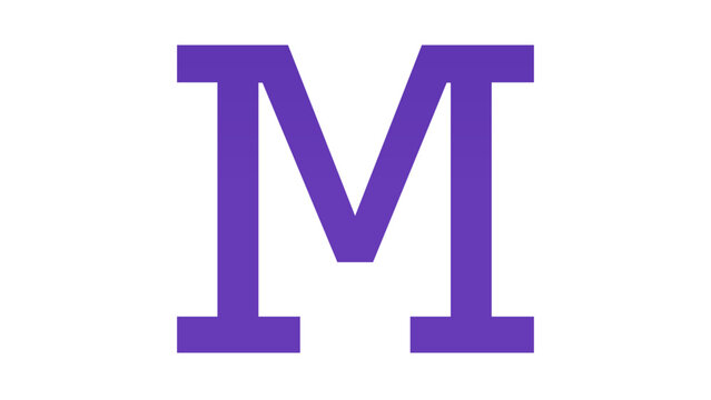 Purple Capital Letter M Slab Serif Vector Illustration, Minimalist Flat Icon for Branding, Logo Design, Typography Art, and Graphic Projects, Scalable AI-Generated Digital Asset