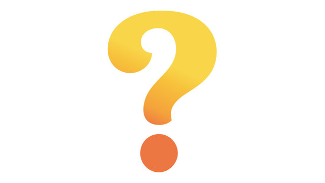 Vibrant yellow and orange gradient question mark vector icon illustration isolated on white background, ideal for FAQ, help, support, information, and problem-solving graphic design concepts.