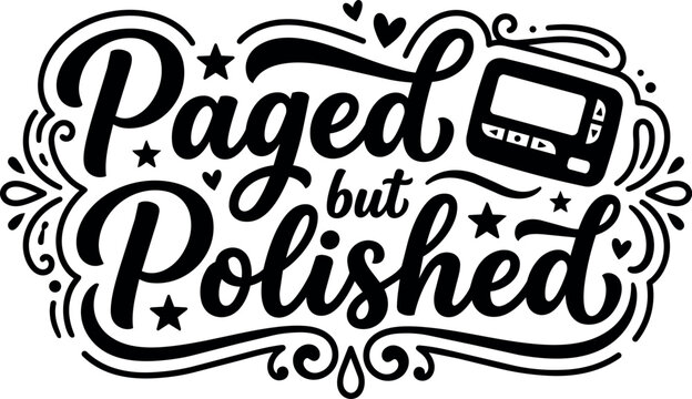 Paged but polished calligraphic lettering with pager and decorative stars