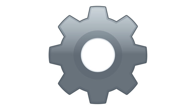 Modern grey gear vector icon illustration for settings, configuration, and mechanical engineering, featuring a clean minimalist design for professional UI/UX web and mobile app interfaces.