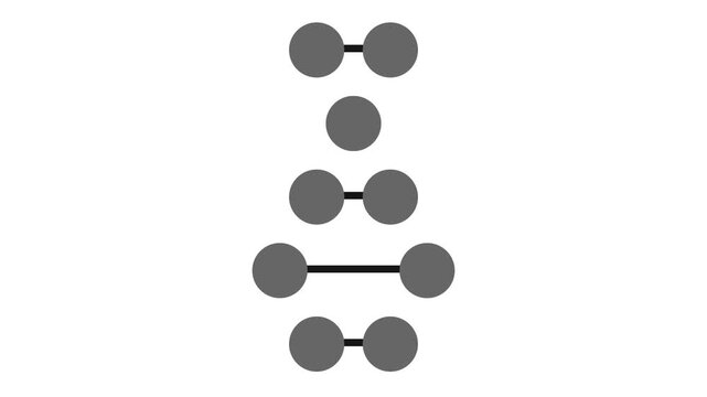 Abstract gray molecular structure or DNA helix animation. Minimalist scientific motion graphic representing biotechnology and research.