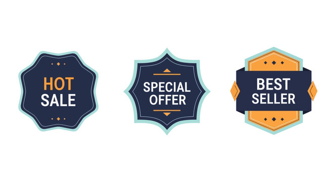 Sale and offer sticker icons set.